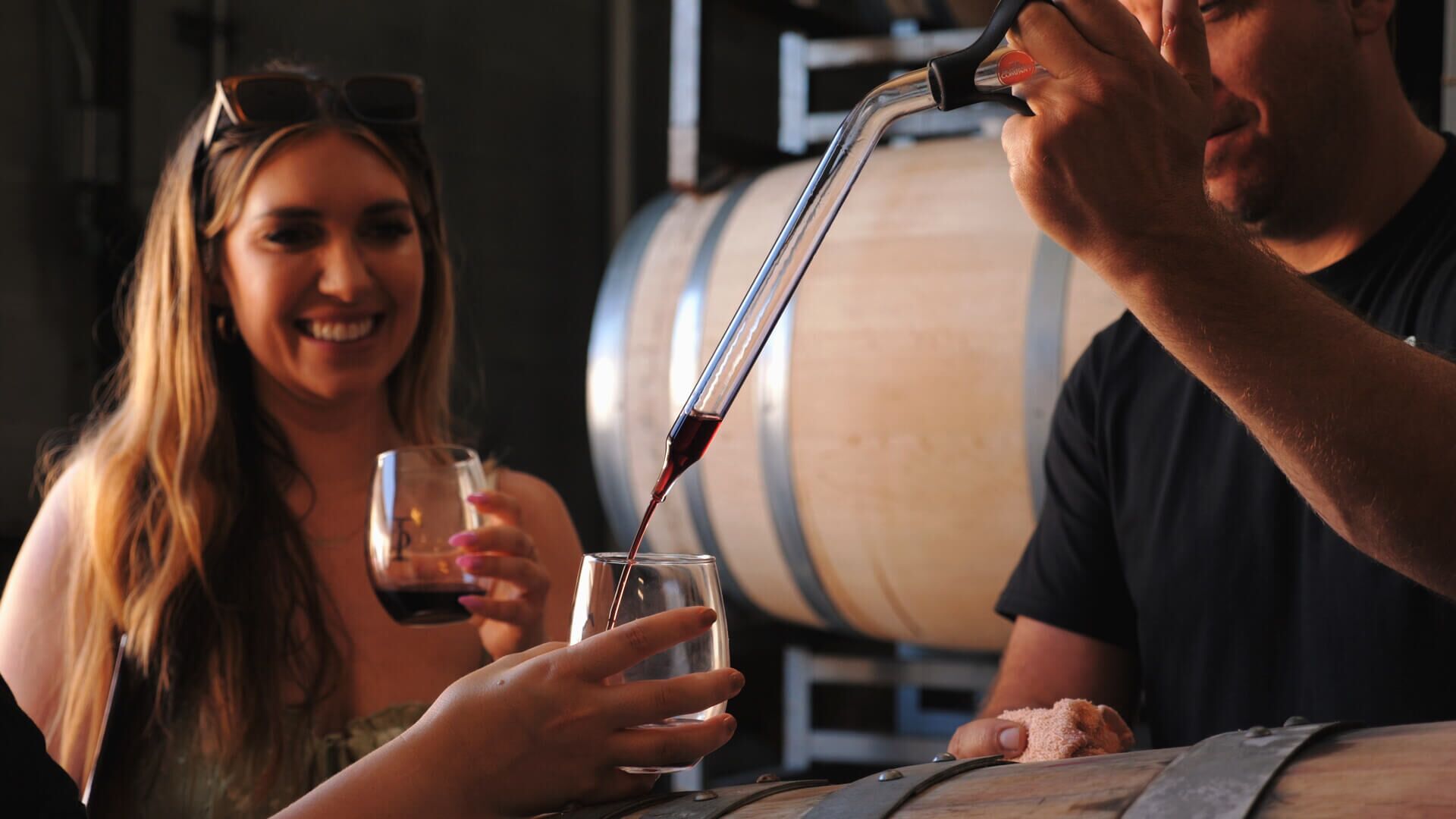 Tasting wine from the barrel